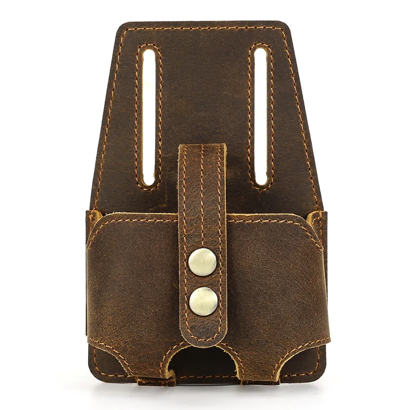 Custodia in pelle da cintura per porta metro a nastro in pelle retrò per scatola per cuffie da costruzione Organizzatore multiuso Edc 13,3X9X4Cm cm 33g