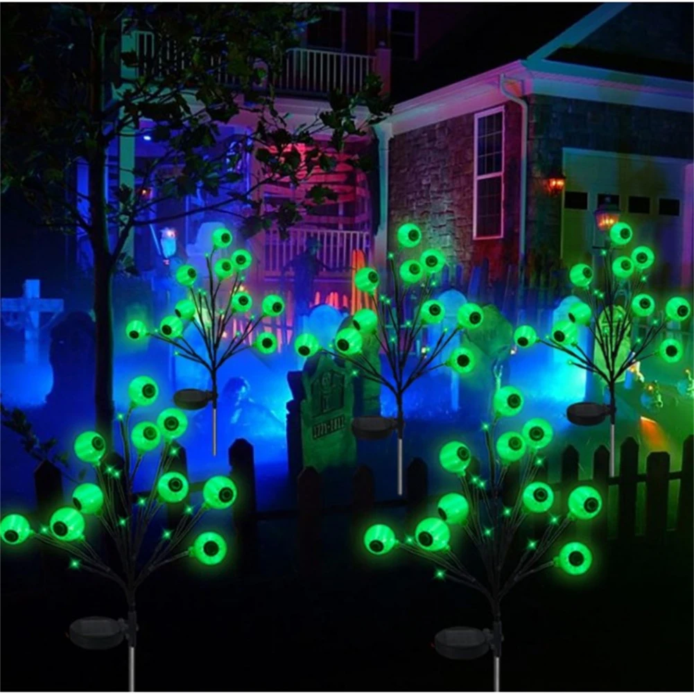 2 Packs Halloween Scary Eyeball Solar Stake Lights Outdoor Weatherproof Garden Stake Lights Halloween Decorations For 8-10 Hours