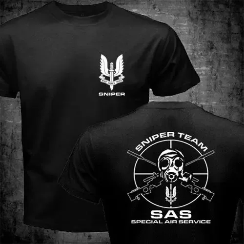 High Quality SAS Special Air Service T Shirt Men Two Sides British Army Special Forces Sniper Gift Casual Tee Shirt USA Size