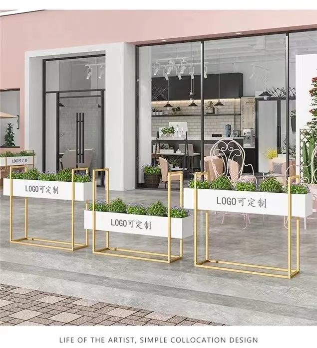 

Simple rectangular shopping mall outer pendulum planting flower slot wrought iron flower box flower stand