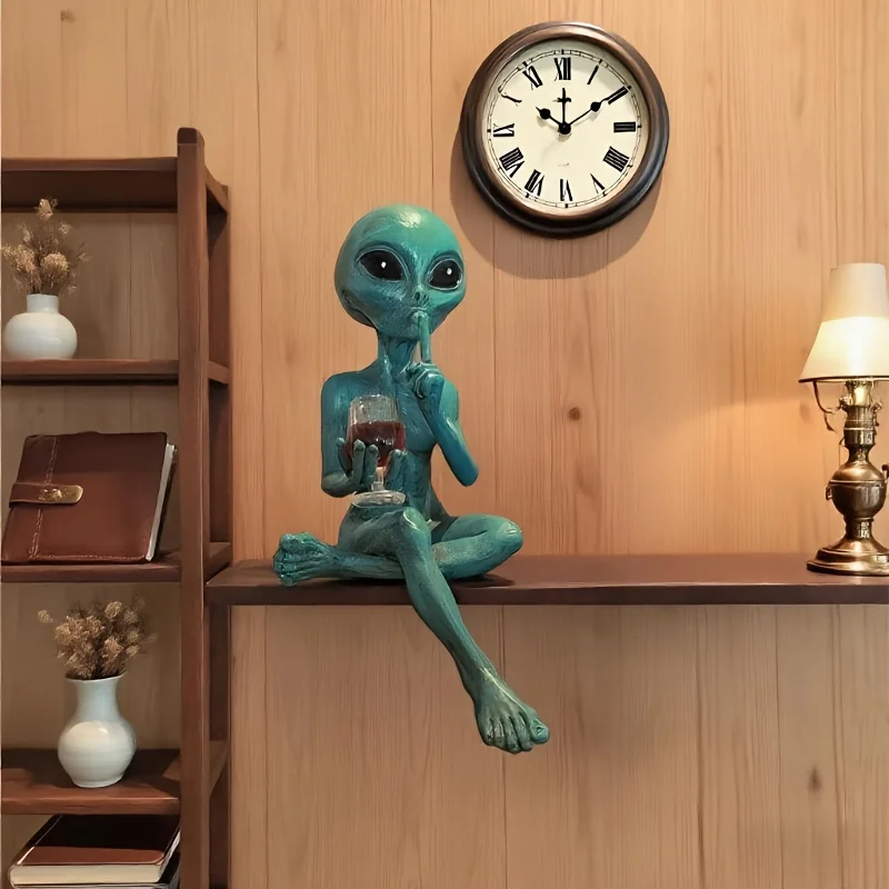 1 Stück Alien-Rotwein-Statue – Ein dekoratives Meisterwerk mit Weltraum-Thema, geeignet für Schreibtische/Bücherregale/Weinschränke, ein Muss für Science-Fiction-Fans. | Alien-Skulptur | Wissenschaftsfiktion-Th – Detail 2