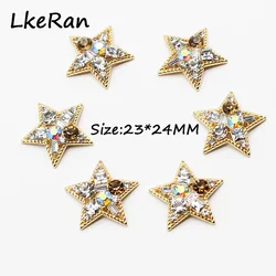 Fashion 10Pcs 23*24mm Golden Star Crystal Rhinestone Metal Buttons For Decoration DIY Hairpin Ornament Jewelry Accessories