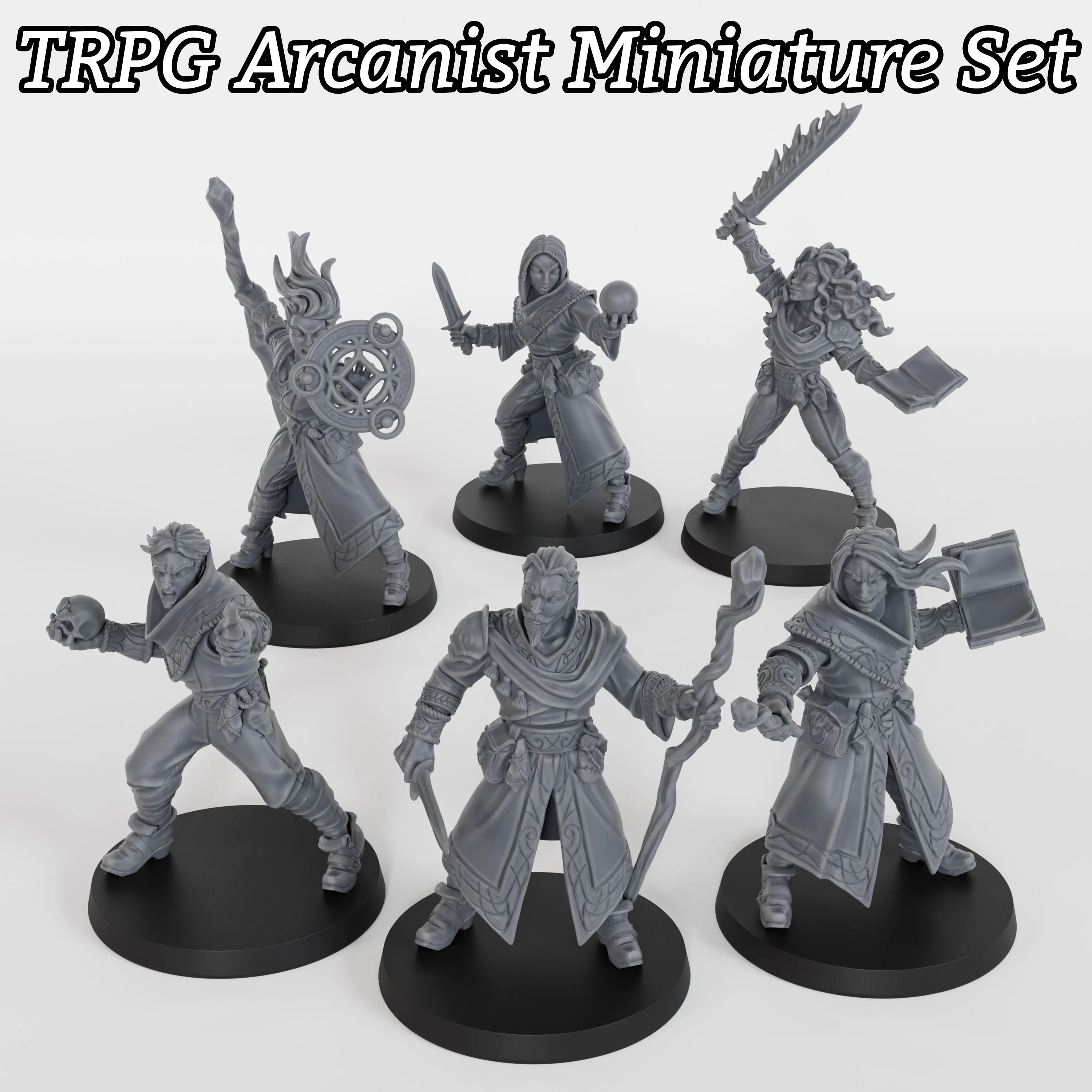 

Arcane Spellcaster Miniatures - TTRPG Wizard & Sorcerer, Magical NPC Set, Collectible Game Accessories for Enchanted Forest & Ma