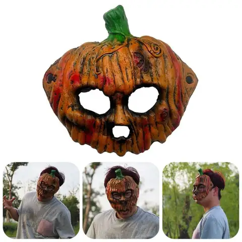 참신 3D 할로윈 호박 마스크 현실적인 재미 있은 반 얼굴 마스크 통기성 탄성 Strapy Masquerade 파티 마스크 카니발 파티