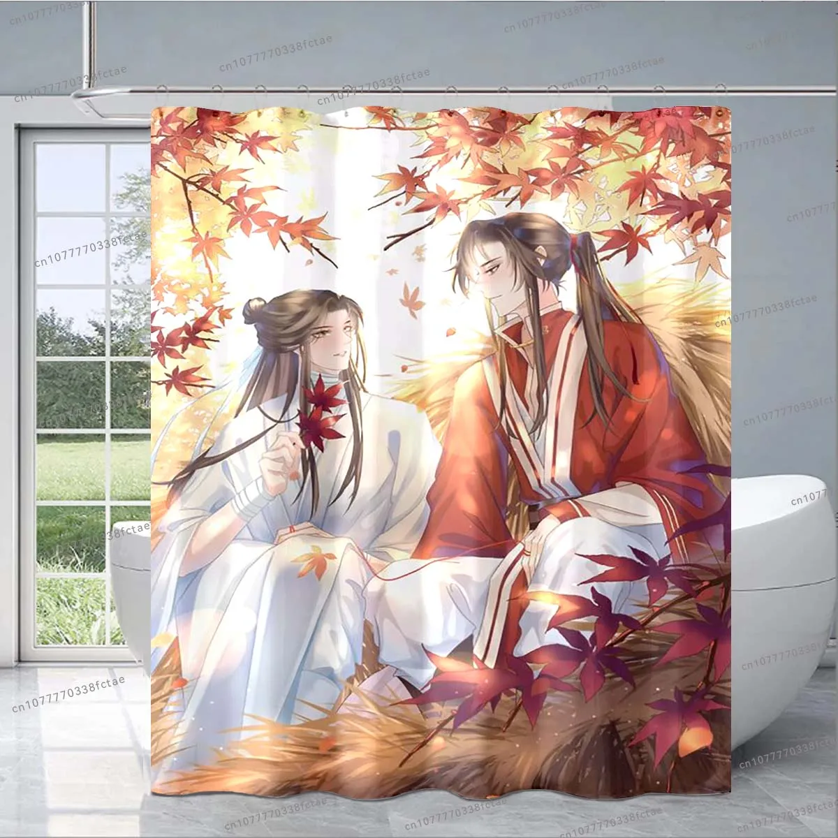 Tian Guan Ci Fu Anime Printed Shower CurtainHeaven Official's Blessing Pattern Shower Curtain BL Popular Anime Shower Curtain