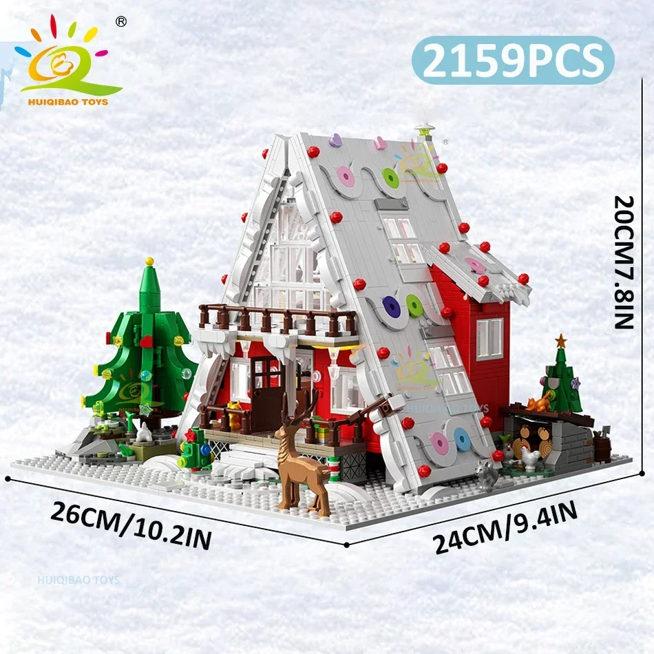 HUIQIBAO natale MINI babbo natale casa modello Building Blocks bambini capodanno fai da te Set esclusivi giocattoli da cabina per mattoni per adulti