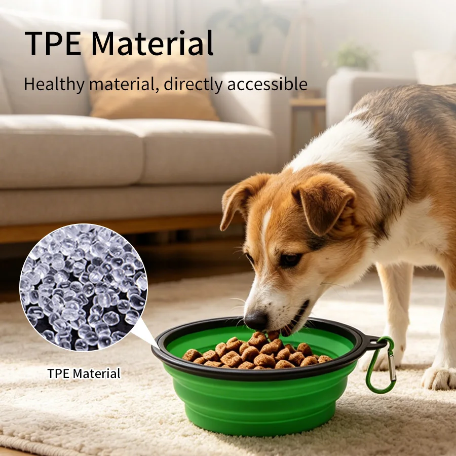 Portable Collapsible Pet Bowl 350ml/1000ml with Carabiner TPE Foldable Dog Cat Water Food Bowl for Travel Hiking Camping