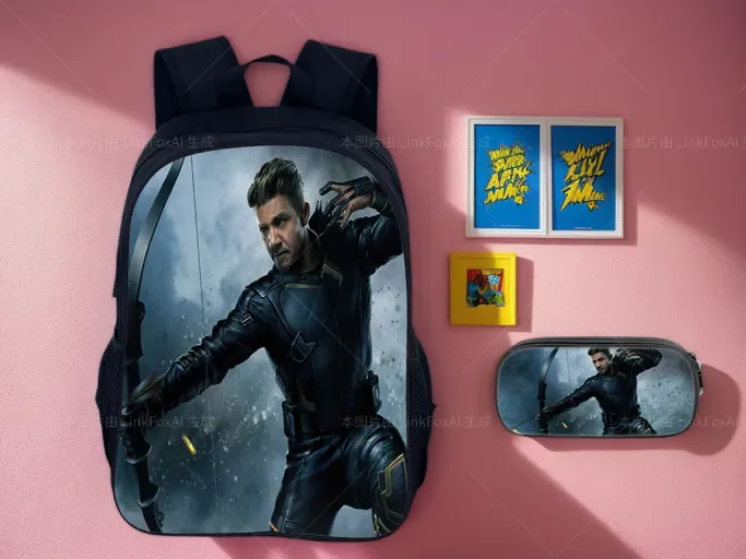 

Hawkeye Student Classic Trendy School Book Bag,Large Capacity Fashion Backpack and Pencil Box 2Pcs Set for Boy,Girl
