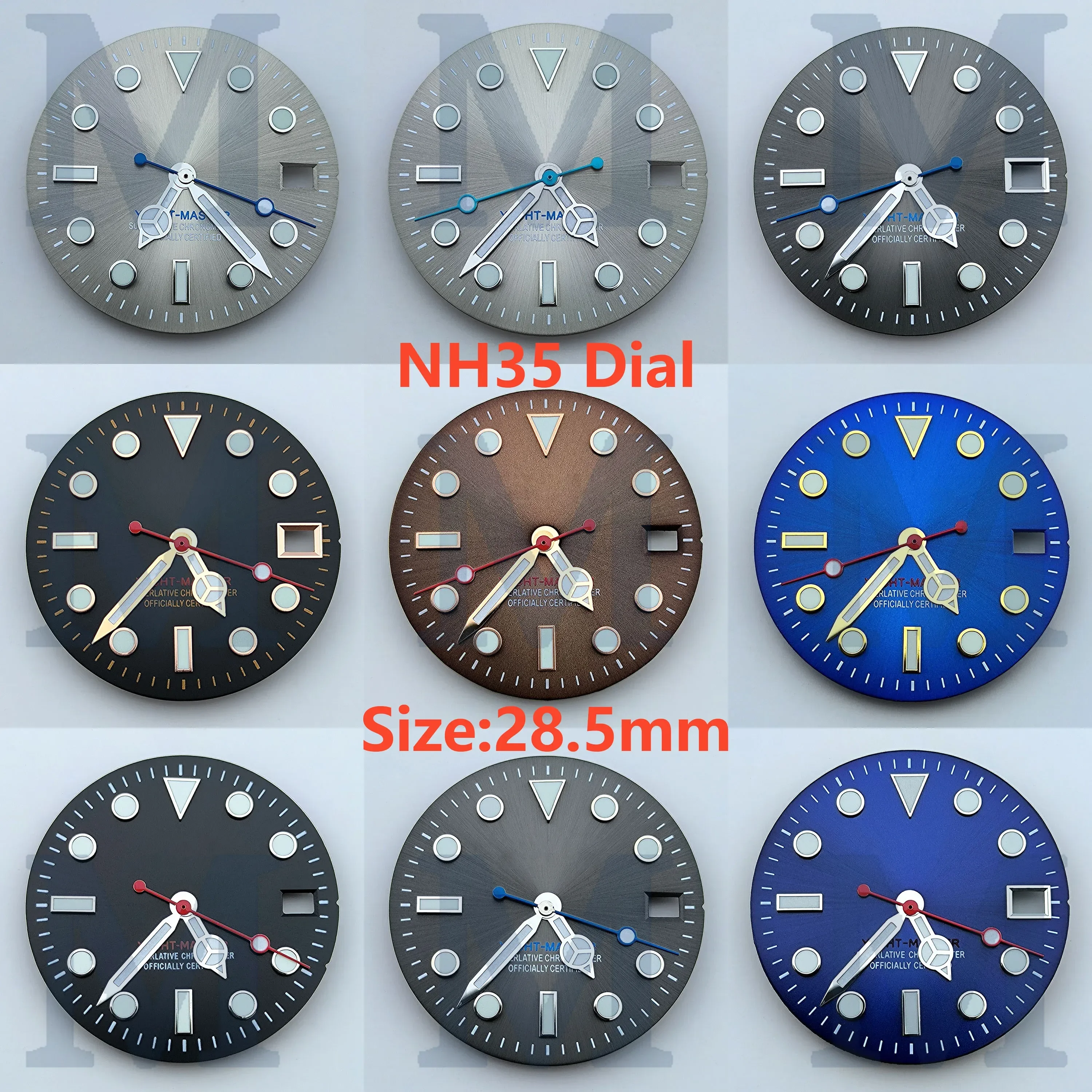 

Стрелки циферблата NH35, иглы для циферблата часов, зеленые светящиеся указатели циферблата 28,5 мм для SUB Yacht master NH35 NH36, аксессуары для часов с механизмом