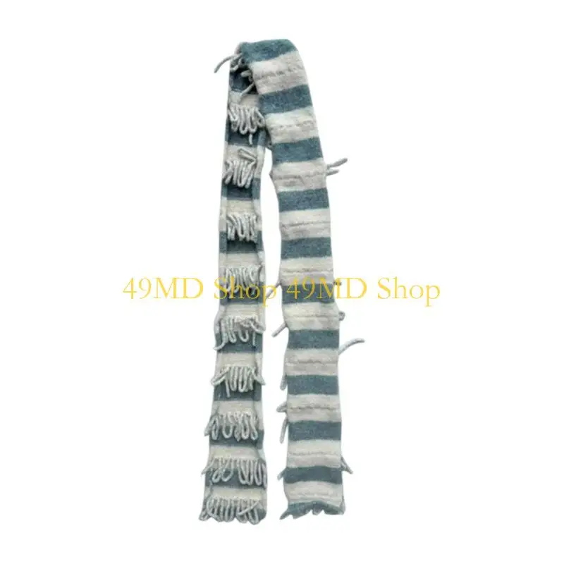 49MD Women's Fashion Knitted Scarf Light weight Neckerchief Modern Stripe Scarves for Birthday Christmas Parties