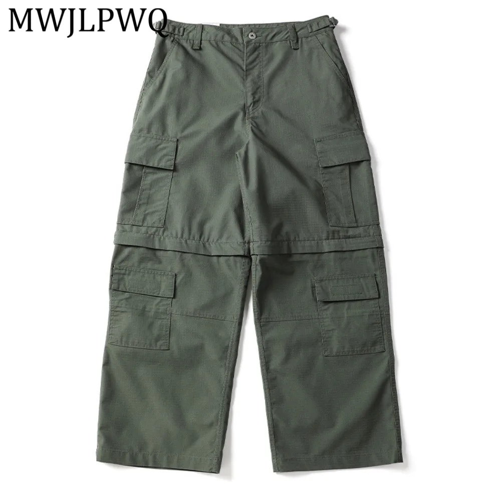 

MWJLPWQ Multi-Pocket Cargo Trousers For Men American Style Street Loose Fit Solid Color Versatile Wide-Leg Casual Pants 16026