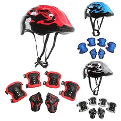7Pcs Safety Ride Protection Gear Set Adjustable Kids Skateboard Scooter Helmet Set Breathable 48-55cm for Boys Girls 5-12 Years