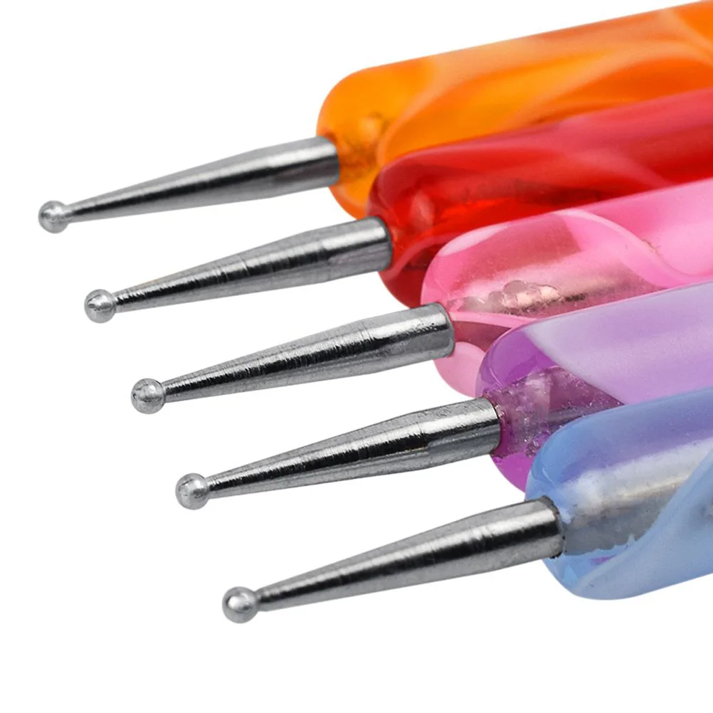 

5Pcs Nail Art Drill Pen Double-End Manicure Pen for Acrylic Uv Gel Builder Nail Brush Dotting Carving Painting Design Tools