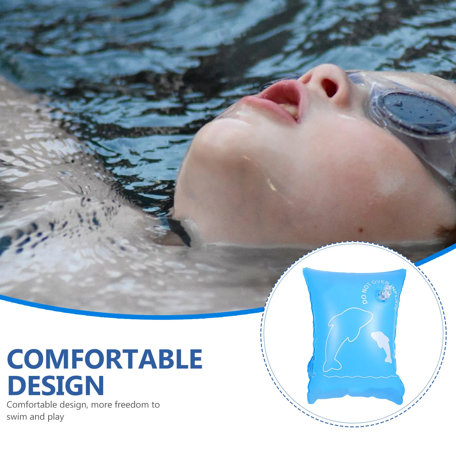 

Надувные нарукавники для плавания (2 шт.) для детей, обучающихся плавать, с комфортной посадкой, для начинающих, размер L, синие