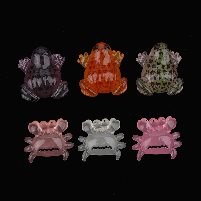 1Pc Cute Cartoon Luminous Frog Crab Figurines Resin Miniature Animals Glow At Dark Garden Statue Fairy Lawn Ornament Decoration