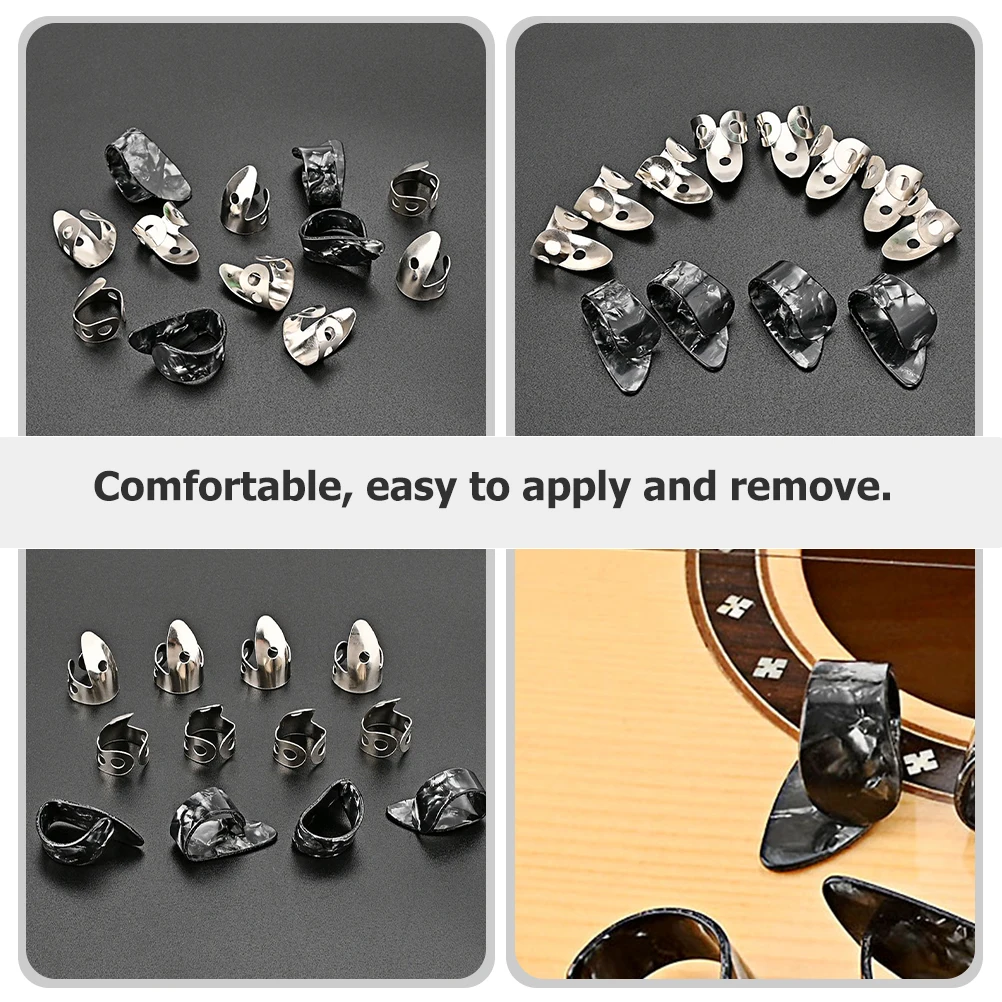 

12 Pcs Stainless Steel Index Finger Cover Picks for Acoustic Guitar Thumb Ukulele Slide Metal Armor