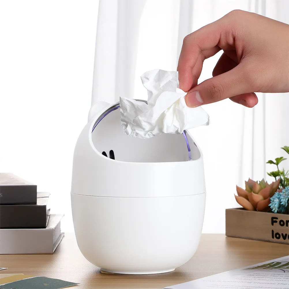 

Набор из 2-х маленьких настольных мусорных корзин с прочной крышкой-раскладушкой для дома и офиса, экономящие место, для хранения отходов на столе