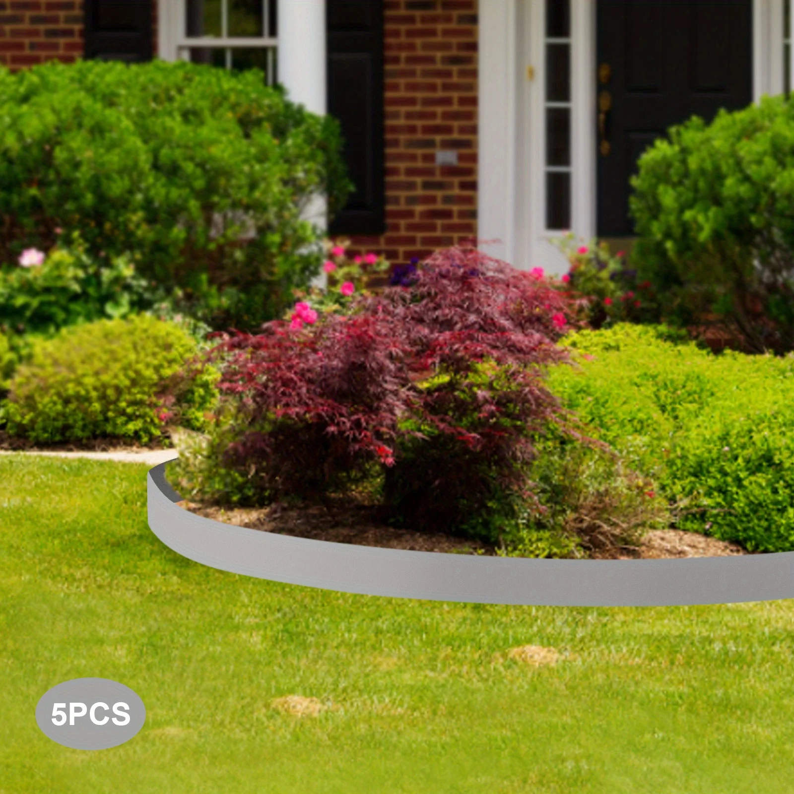 5 عبوات من حواف العشب الفولاذية المجلفنة مقاس 39 بوصة - حدود رمادية عالية مقاس 5 بوصات |   لا حاجة للحفر، درع الطقس