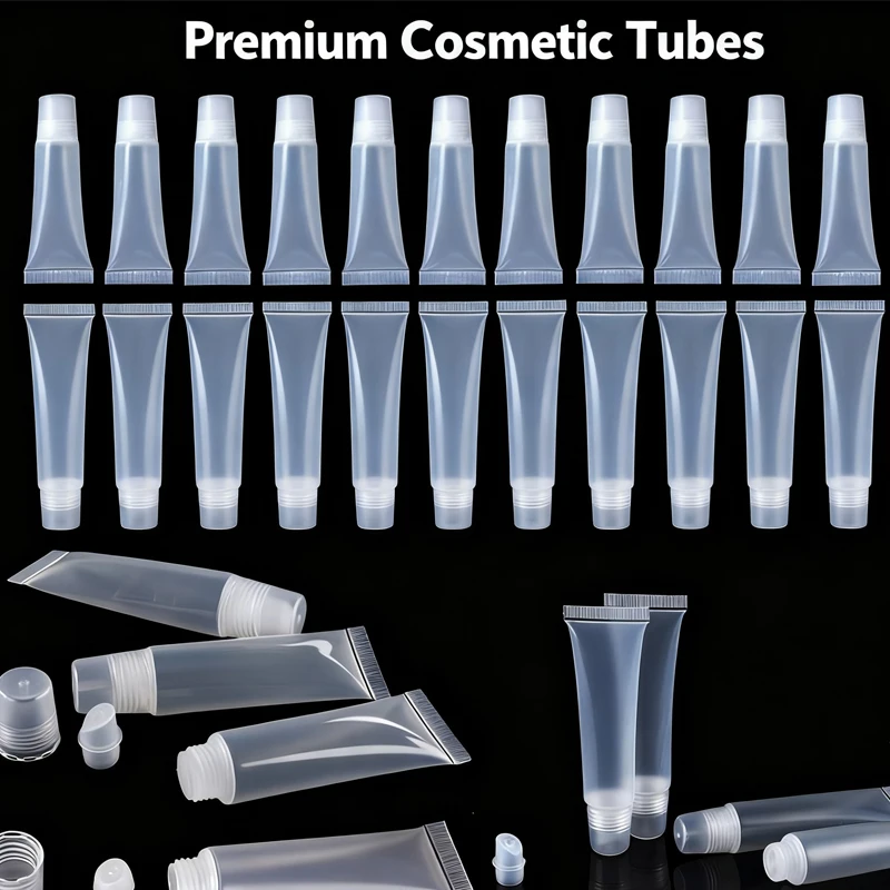 

100PCS 5/8/10/15ml Squeeze Empty Plastic Lip Gloss Tubes Bottle Mini Clear Cosmetic Soft Tube Portable Travel Sample Containers