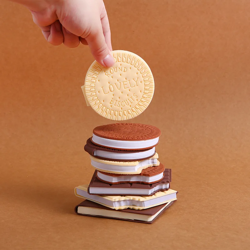 1Pc Creative Scented Chocolate Shaped Notebook Student Portable Mini Pocket Emulational Sandwich Cookie Notepad Real Cream Smell