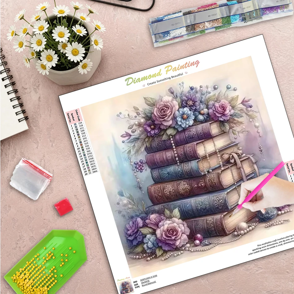 

GATYZTORY Diamond Painting Kit Adults Crafts Decorative Paintings Book Scenery Full Round/Square Classic Living Room Decoration