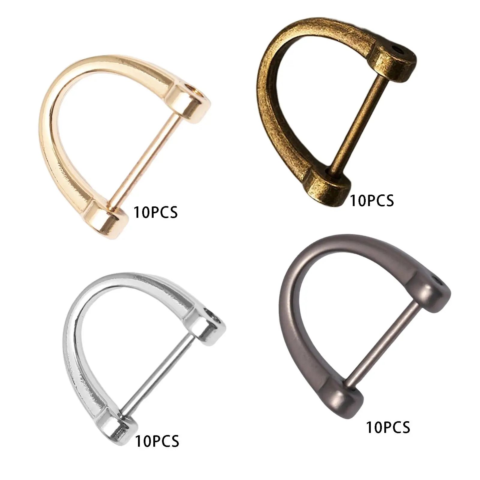 

10pcs Horseshoe Buckles D Rings Hoop Locking Fasteners U Shape D Rings for DIY