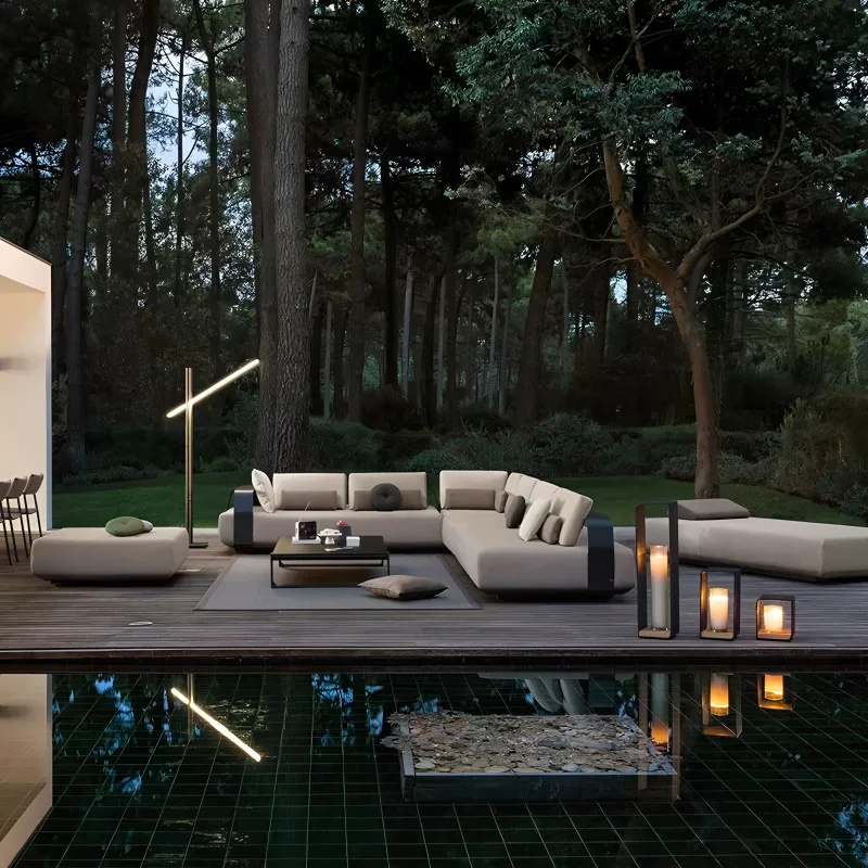 

Modern outdoor rattan garden sofa set removable cushion light luxury design aluminum alloy frame suitable for the exterior