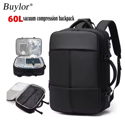 Buylor New Men's Backpack Vacuum Compression Backpack Multifunctional Business Laptop Bag Large Capacity Expandable Travel Bag