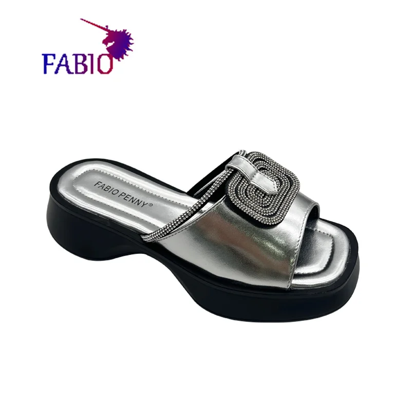 FABIO PENNY Thick sole rhinestones Bright fashion Women's Summer casual holiday women's slippers