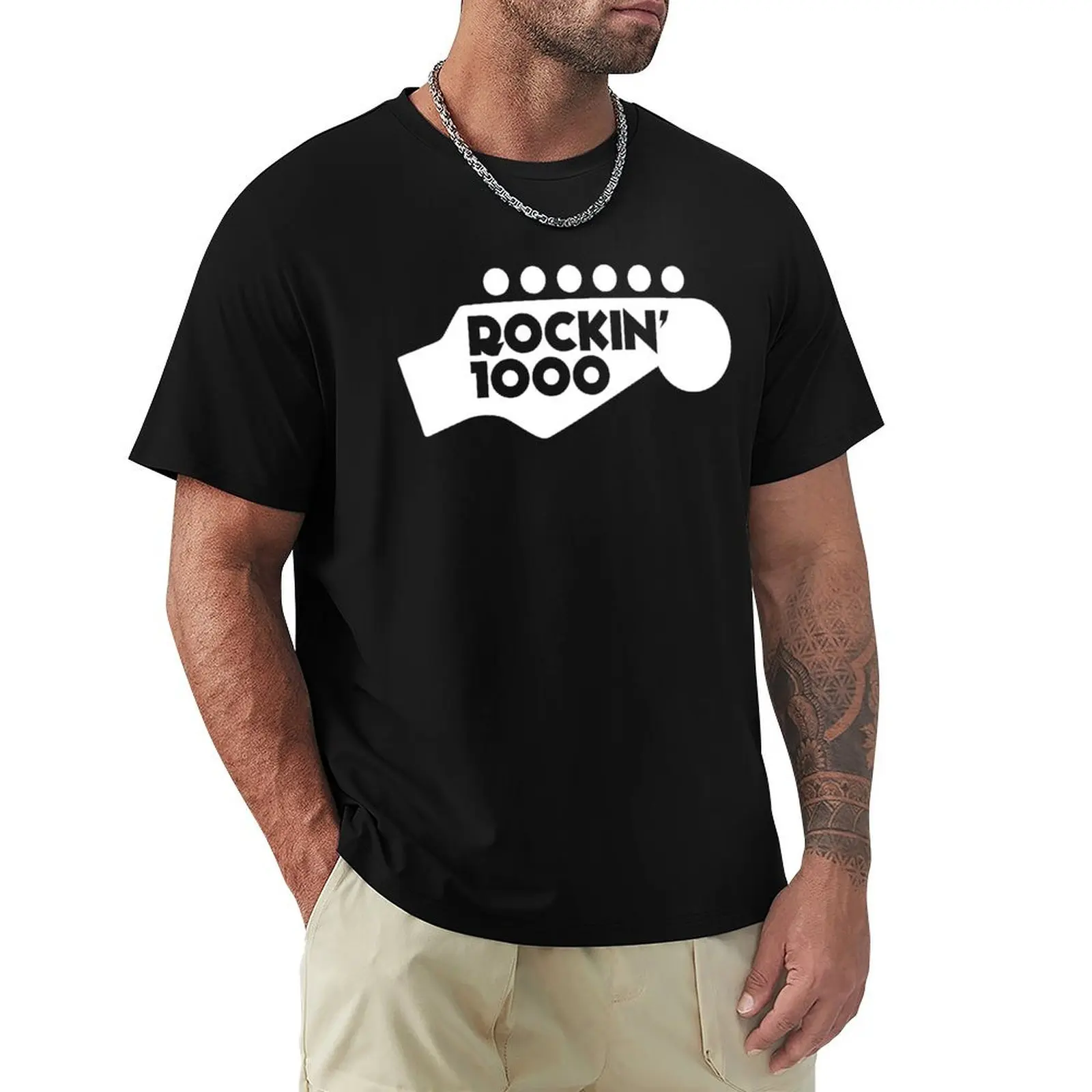 

Rockin'1000 White Logo Original T-Shirt Funny t-shirt anime stuff t shirts for men graphic