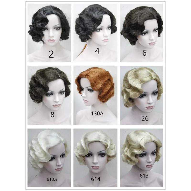 

12-цветный женский парик с короткими волнами на пальцах, женские повседневные парики из волос