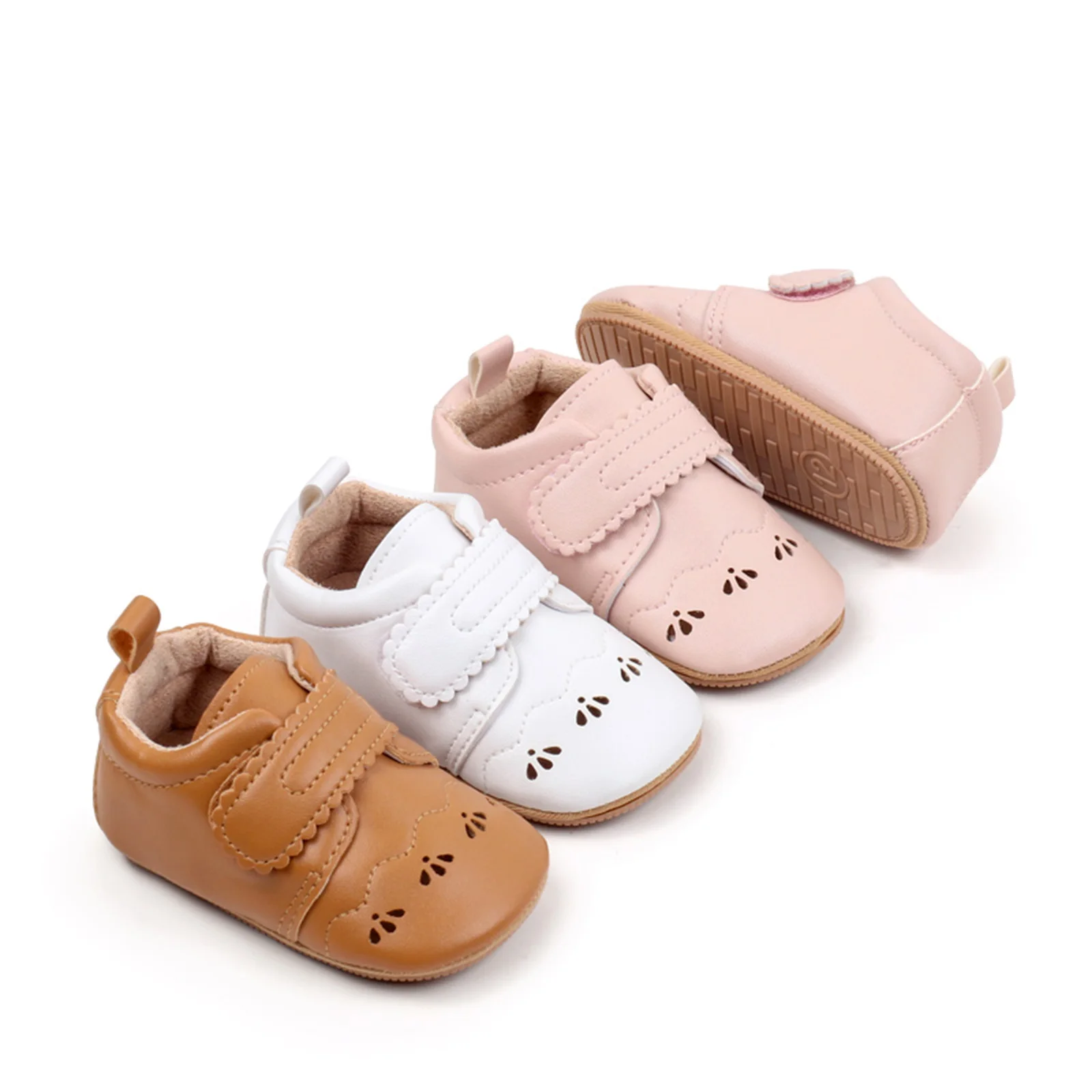 

Children Baby Girls Non-Slip Crib Shoes Newborn Prewalker Princess Moccasins Soft Sole Leather Shoes Hollow First Walker 0-18M