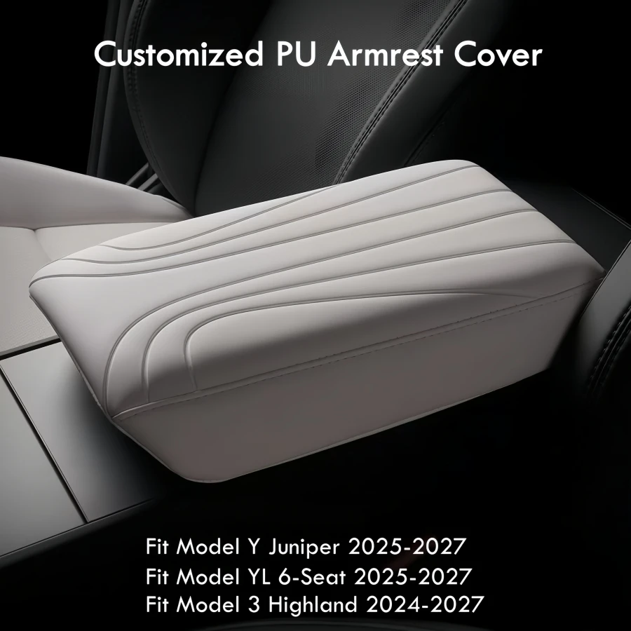 PU Armrest Cover Protector for Tesla Model Y Juniper / Model YL / Model 3 Highland 2026 2027 Center Armrest Box Heighten Cushion