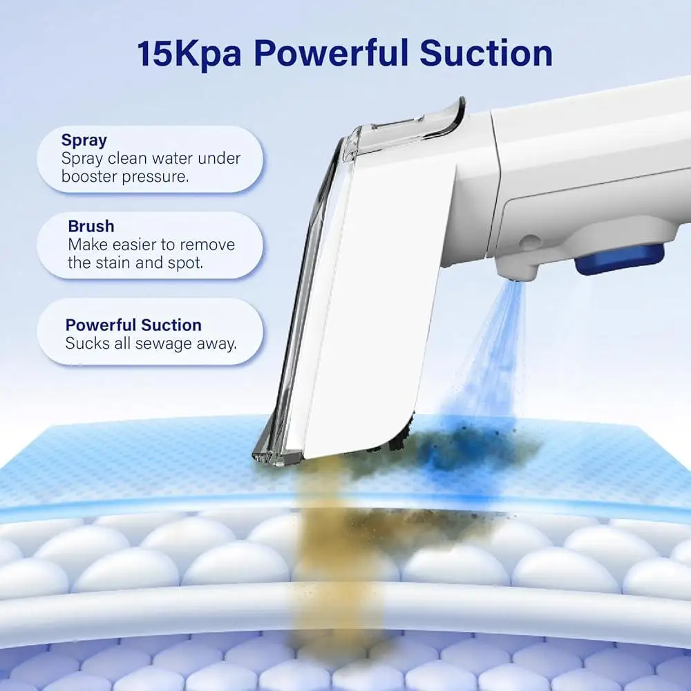 Portable Carpet Cleaner Machine 15Kpa Upholstery Cleaner Dual Tank Self Cleaning 3 Tools 16.4ft Cord Ideal Carpets Sofas Stairs