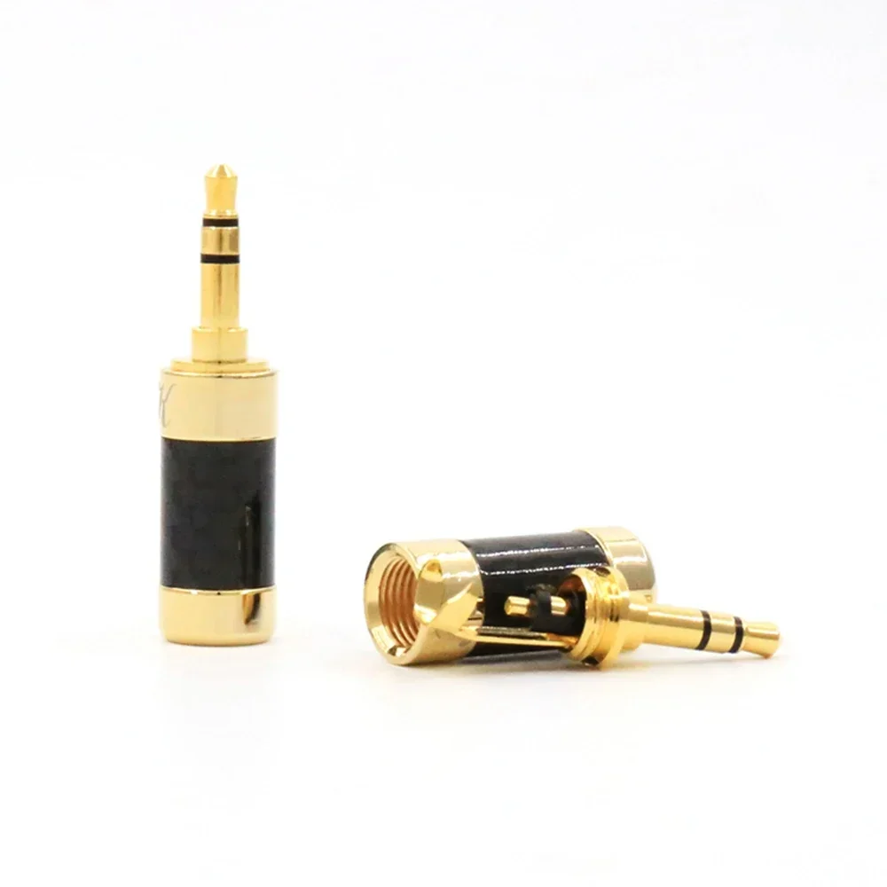 4pcs Gold plated carbon fiber 3.5mm Male Plug Gold Plated Stereo Audio Jack soldering