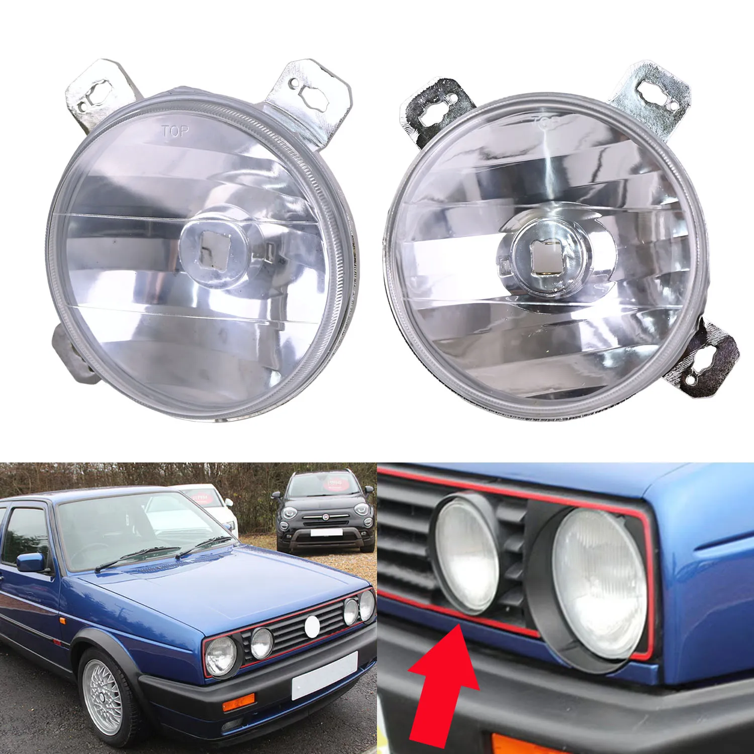 

Car Front Inner High Beam Light Fog Lamp Housing Front Headlight Shell No Bulb for VW Golf MK2 1983-1992 191941783B 191941784B