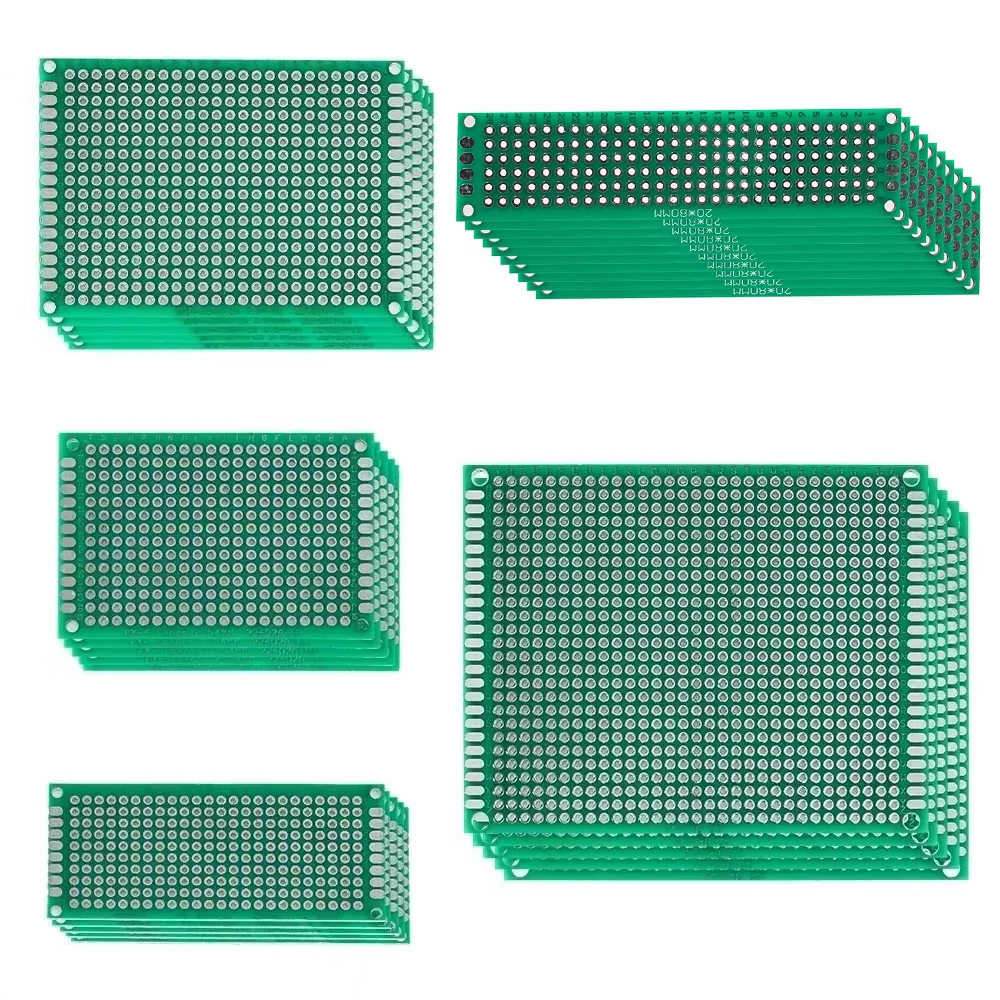 5개입 범용 양면 회로 프로토보드 2x8-7x9cm 스트립보드 프로토타이핑 DIY 전자 키트 PCB & PCBA