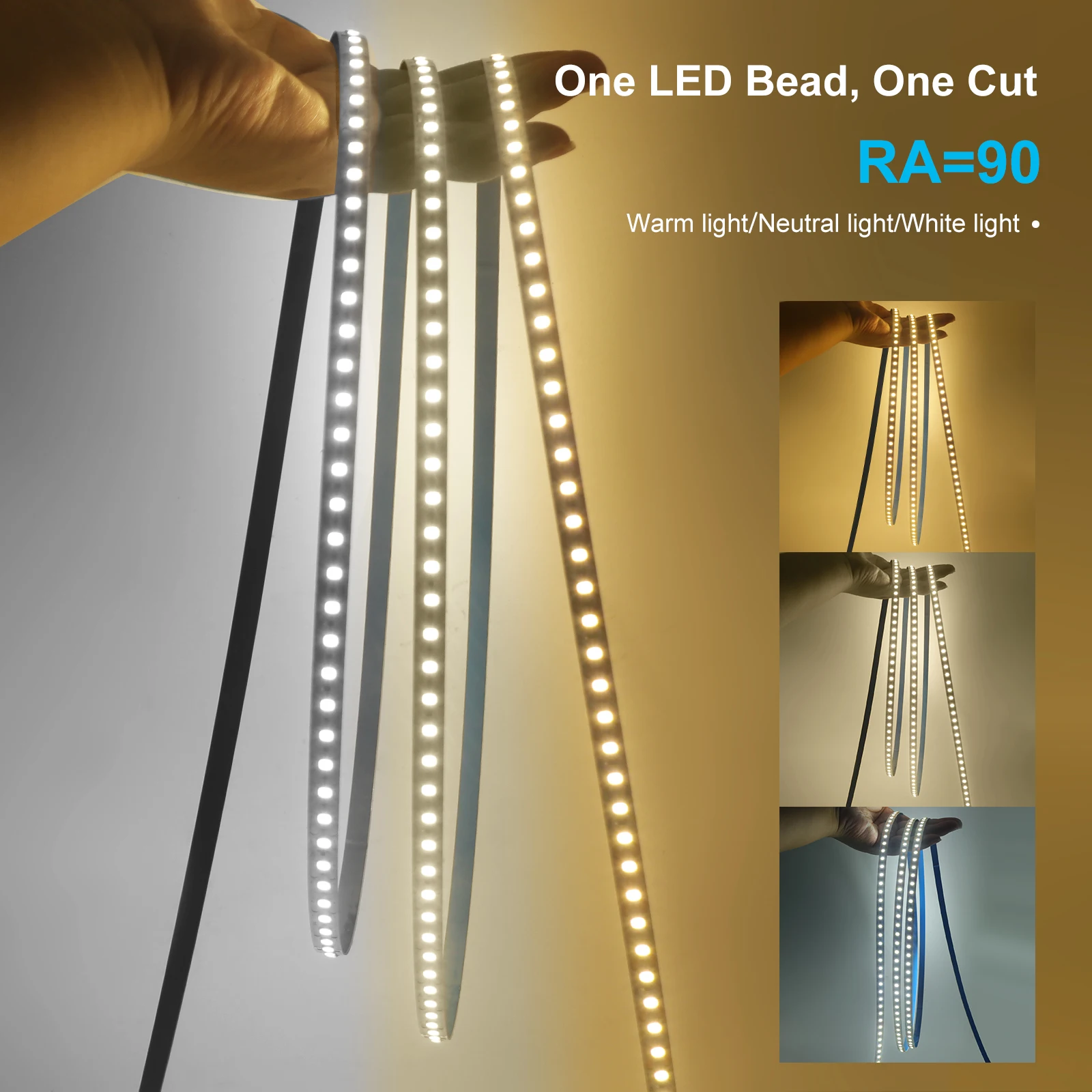 Tira de luces LED PCB de 5mm 8mm 12V 24V 2835 120LEDs/m 180LEDs/m cinta Flexible 1 corte LED RA90 luces de tira LED blancas naturales cálidas 5m 10m