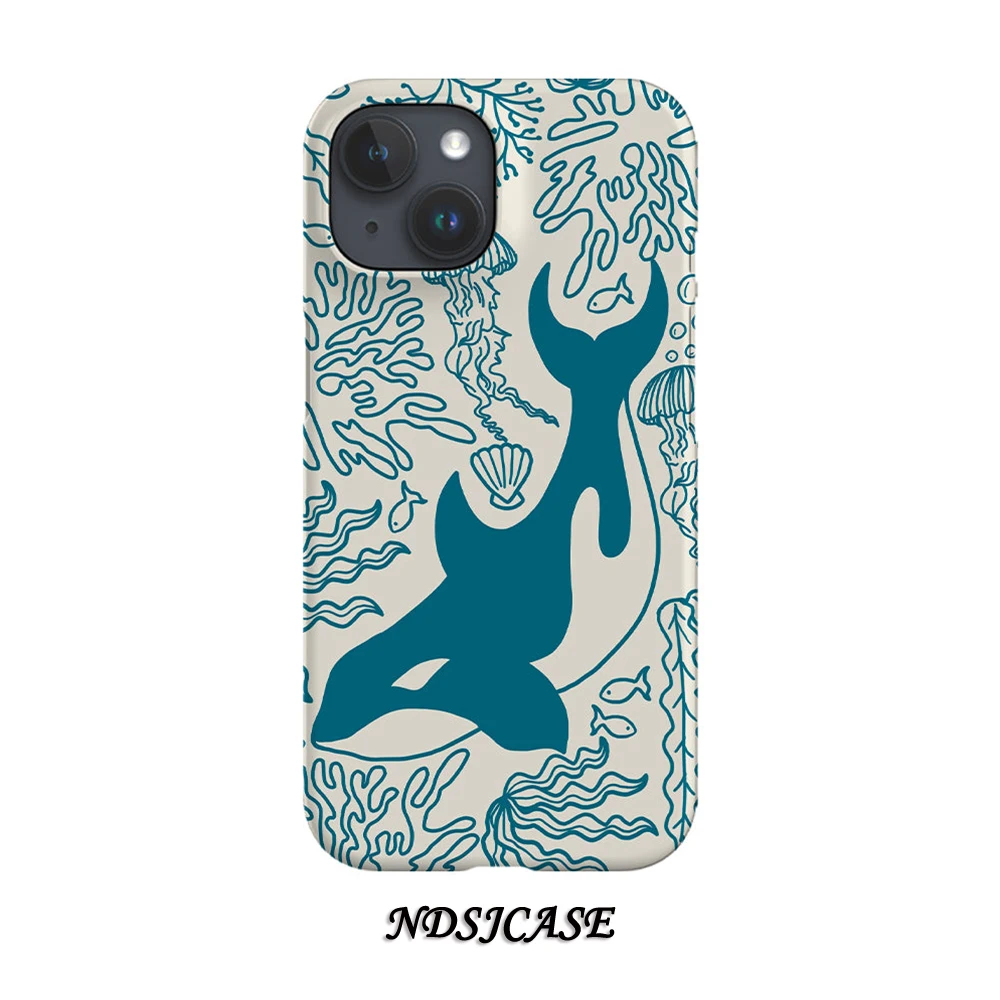 Funda de teléfono Orca Coral Reef para iPhone 17 16 15 14 13 12 11 X XS XR XSMAX 7 8 Air Pro Max Plus, funda trasera de lujo de doble capa