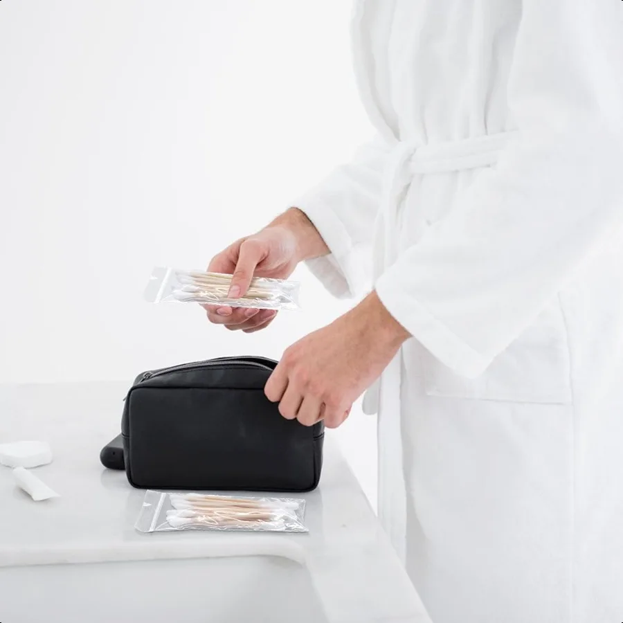 500 pezzi 50 confezioni da 10 tamponi di cotone da viaggio Tamponi di cotone confezionati singolarmente per orecchie Tamponi per orecchie a doppia punta Orecchio a punta rotonda