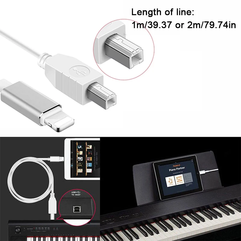 MIDI USB B to iPhone iPad IOS Interface OTG Data Cable for Electronic Piano Drum Electric Piano MIDI Keyboard Connector