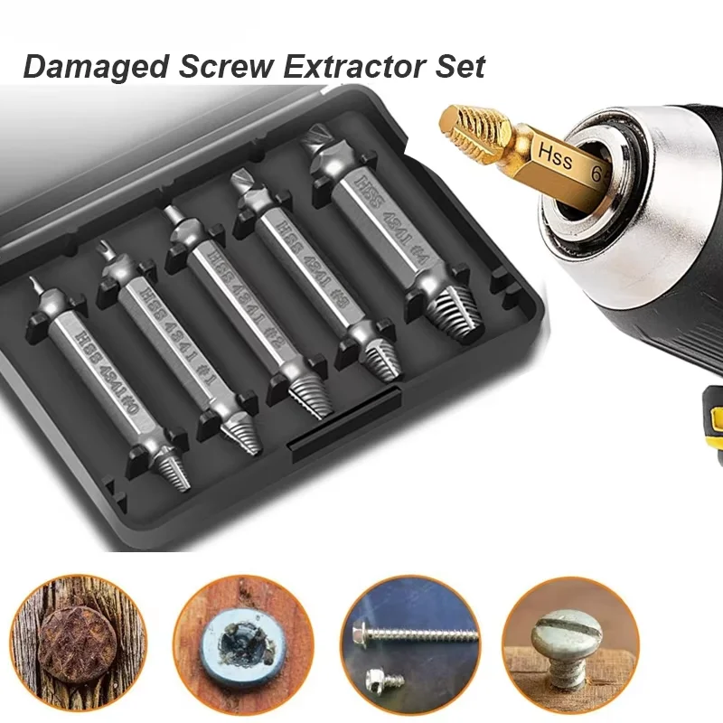 Damaged Broken Screw Extractor Drill Bit Set Stripped Broken Screw Bolt Remover Extractor Easily Take Easy Out Demolition Tools