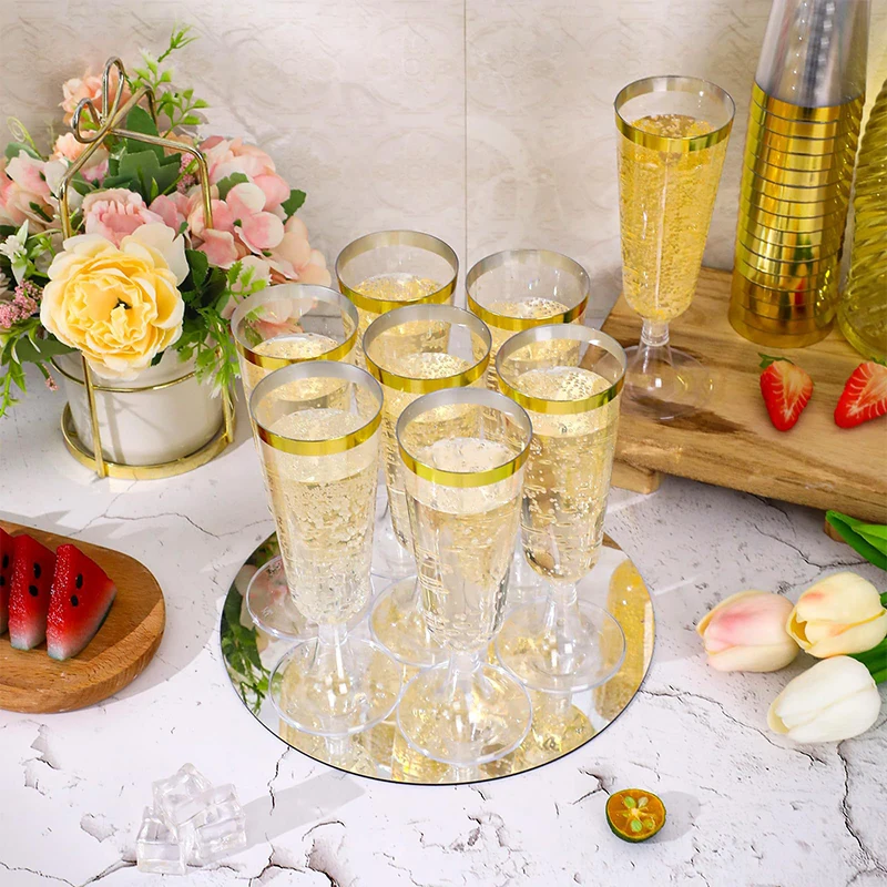 5pcs Wedding Birthday Party Supplies Bar Drink Red Wine Ice Cream Cup 5OZ Champagne Cup Disposable Plastic Flutes Cups