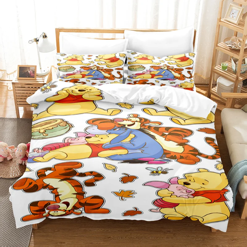 Disney Winnie The Pooh Eeyore Bedding Suit Quilt Cover 3D Printed Bedroom Bed Cover Bedclothes 2/3pcs Anime Room Decoration Gift