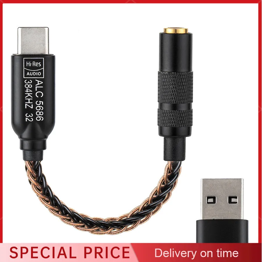

Новый аудиоадаптер ALC5686 USB-C на 3,5 мм, усилитель для наушников, Hi-Fi ЦАП, 32 бит/384 кГц, аудиодекодер, преобразователь типа C