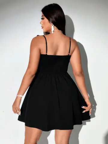 Plus Size Hängslen Sexiga Rosett Festklänningar Klänningar Ren Färg Casual Elegant Kvällsfest Festmiddag 8 best sales middagsklänning för plus size - №2