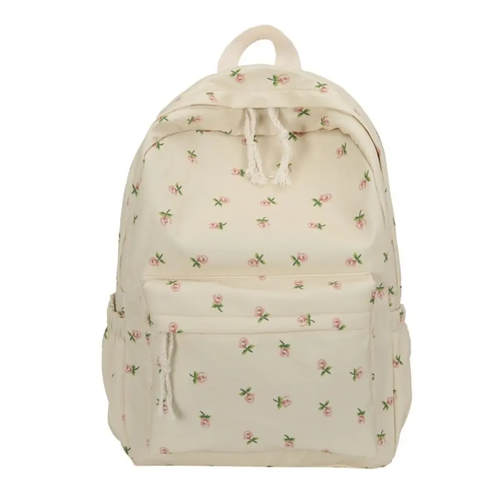 Embroidery Floral Backpack Korean Style Large Capacity Students School Bag Storage Bag Travel Bag Floral Shoulder Bag