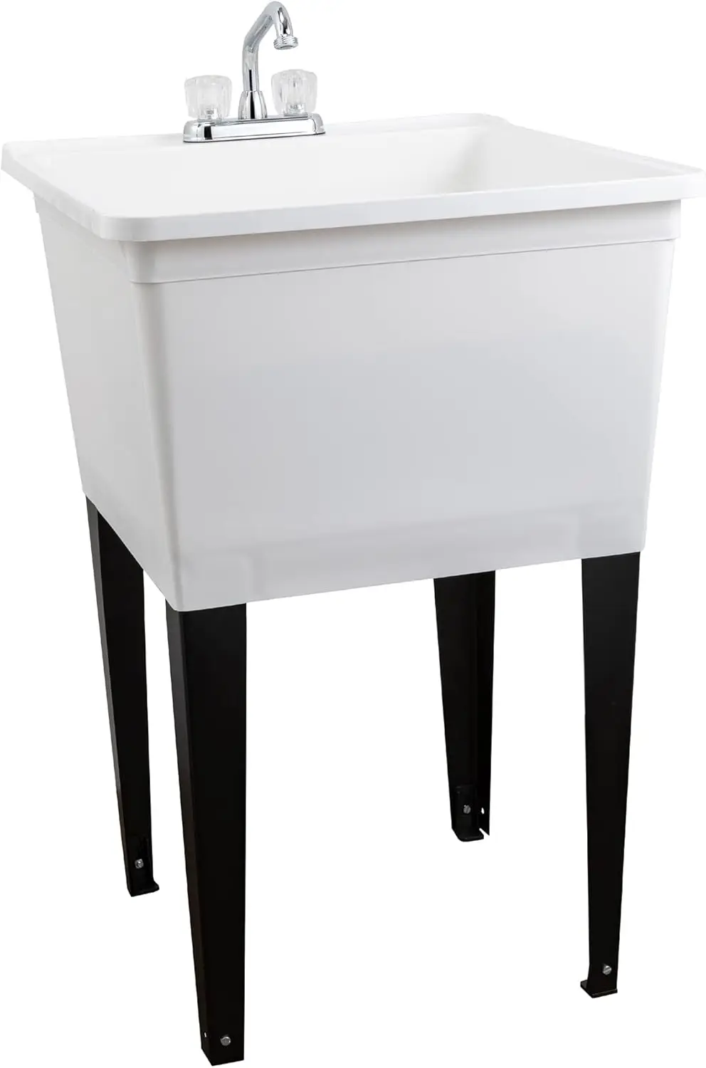 

Tehila Basics by 21-Gallon White Freestanding Utility Sink with Chrome Finish 2-Handle Faucet, Heavy Duty Plastic Lau