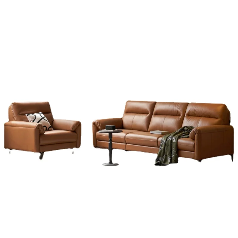 

CX Minimalist Leather Sofa Living Room Home Modern Simple and Light Luxury First Layer Cow Leather Sofa