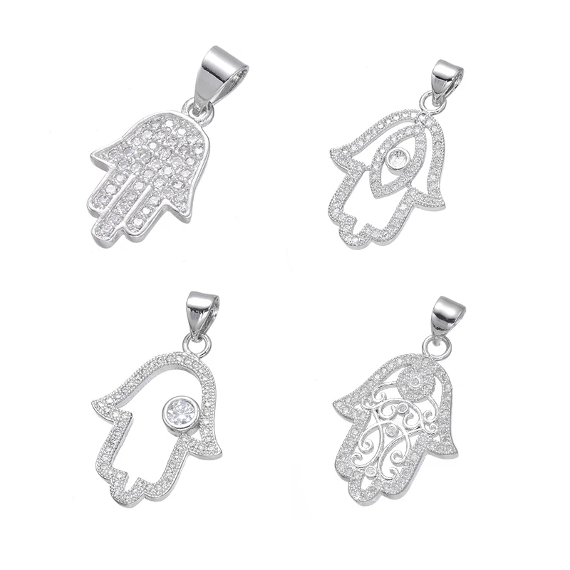 Juya DIY Turkish Jewelry Findings Handmade Hamsa Fatima Charms Pendant For Women Men Bracelet Necklace Making